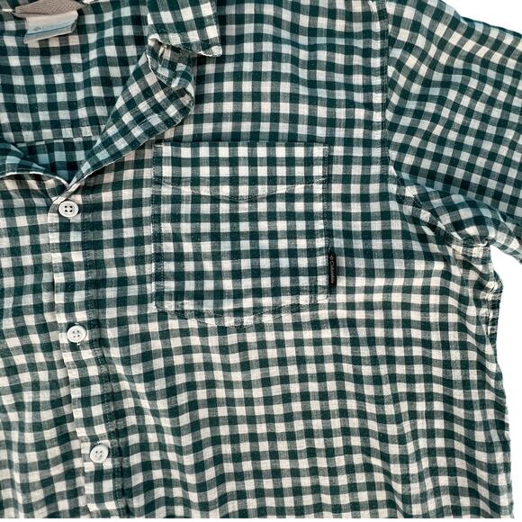 Columbia Men's Short Sleeve Button Up Shirt XXL Green White Check Gingham Plaid - Picture 3 of 14